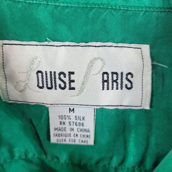 NEW Vintage Top Silk Button Up Size Medium Lightweight Flowy Louise Paris Green - Picture 6 of 6